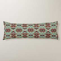 Beige Red Brown Aqua Blue Green Black Tribal Art