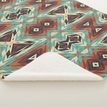 Beige Red Brown Aqua Blue Green Black Tribal Art