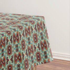 Beige Red Brown Aqua Blue Green Black Tribal Art Tischdecke