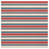 Beige, Red, Deep Sky Blue und Black Strips Stoff (Muster)