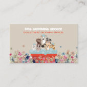 Beige Red Dog Grooming Bath Bed Floral Visitenkarte (Vorderseite)