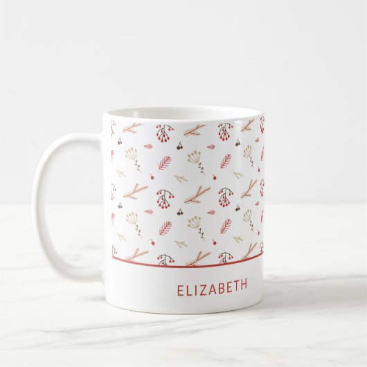 Beige Red Holly Berry Holiday Kaffeetasse (Links)