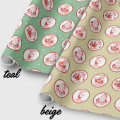 Beige Red Retro Naughty Weihnachten Geschenkpapier