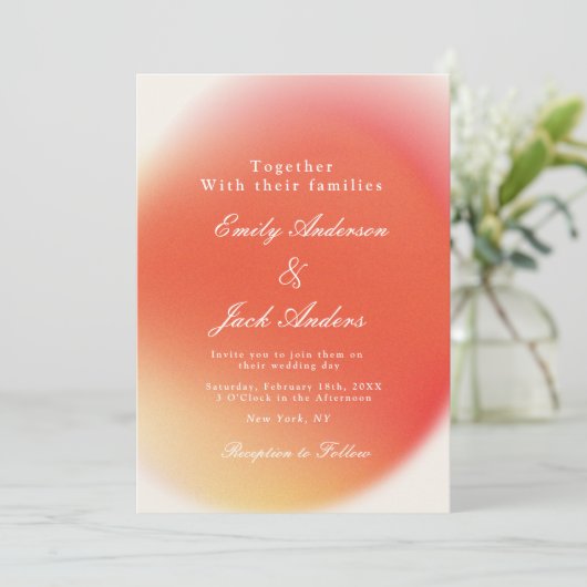 Beige Red Retro Wedding Save The Date (Stehend Vorderseite)