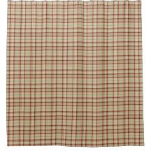 Beige & Red Scottish Tartan Kariert Duschvorhang