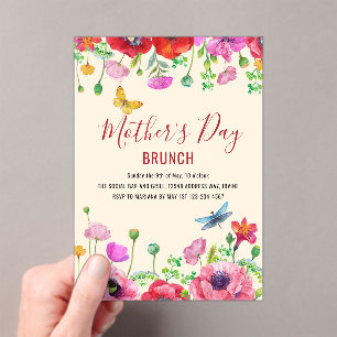 Beige Red Watercolor Blumenbrunch Acryleinladungen