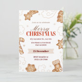 Beige Red Watercolor Wunderland: Lebkuchen Einladung (Stehend Vorderseite)