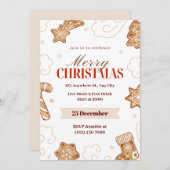 Beige Red Watercolor Wunderland: Lebkuchen Einladung (Vorne/Hinten)