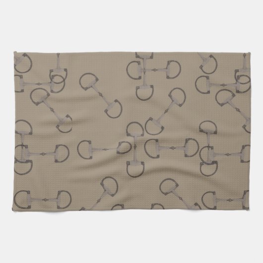Beige Reitpferde Bits Geschirrtuch (Horizontal)
