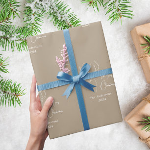 Beige-Rentier-Doodle neutrales modernes Weihnachte Geschenkpapier