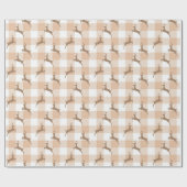 Beige Rentier Kariertes Muster Geschenkpapier (Flach)