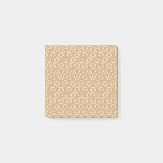 Beige Retro Blume Muster für Frühjahr & Sommer Post-it Klebezettel (Vorderseite)