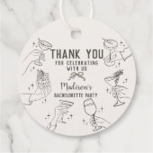 Beige Retro Cocktail Party Bachelorette Dessert Geschenkanhänger (Rückseite)