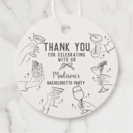 Beige Retro Cocktail Party Bachelorette Dessert Geschenkanhänger