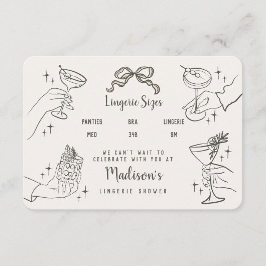 Beige Retro Cocktail Party Fingerabdrücke Größe ei Begleitkarte (Vorderseite)