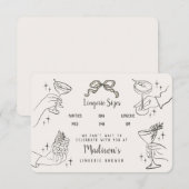 Beige Retro Cocktail Party Fingerabdrücke Größe ei Begleitkarte (Vorne/Hinten)