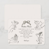 Beige Retro-Cocktail-Party-Pantoffeln Bitte einfüg Begleitkarte (Vorne/Hinten)