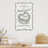 Beige Retro Herz Coquette Kuchen Geburtstag Willko Poster (Küche)