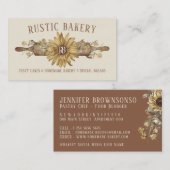 Beige Retro Holz Rolling Button Sonnenblumen Bäcke Visitenkarte (Vorne/Hinten)