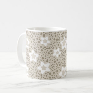 Beige Retro-Punkte mit Sternen und Blumen Kaffeetasse