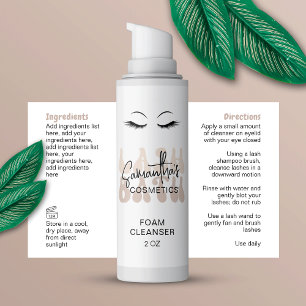 Beige Retro-Schriftart Lash Bath Shampoo Wrap rund Rechteckiger Aufkleber