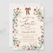 Beige Ribbon Wildblume Brautparty Einladung (Vorderseite)