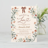 Beige Ribbon Wildblume Brautparty Einladung (Stehend Vorderseite)