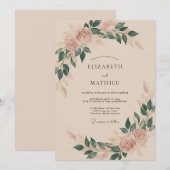 Beige Romantische Boho-Hochzeit Einladung (Vorne/Hinten)