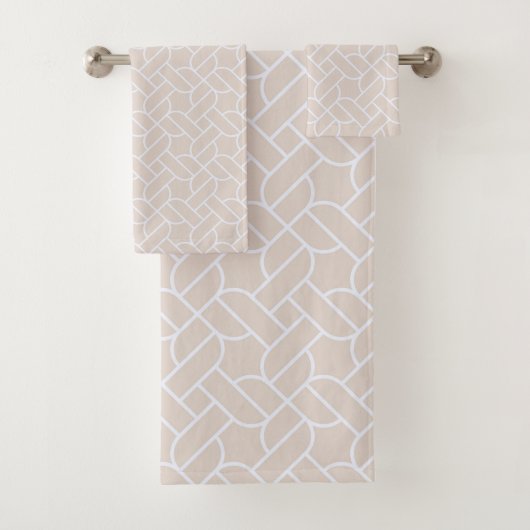 Beige Rope Pattern Towel Badhandtuch Set (Insitu)