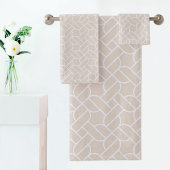 Beige Rope Pattern Towel Badhandtuch Set