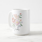 Beige Rosa Blumen Muttertag Witze Caption Kaffeetasse (Vorderseite Links)