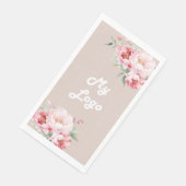 Beige rosa Blumenmotive Serviette (Ecke)