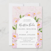 Beige Rosa Botanische Nuestra Boda Spanische Hochz Einladung (Vorderseite)