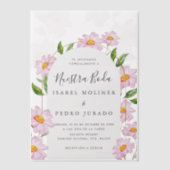 Beige Rosa Botanische Nuestra Boda Spanische Hochz Pergament Einladungen (Vorderseite)