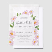 Beige Rosa Botanische Nuestra Boda Spanische Hochz Pergament Einladungen (Versetzt)