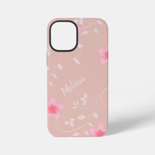 Beige Rosa Floral iPhone Hülle (Rückseite)