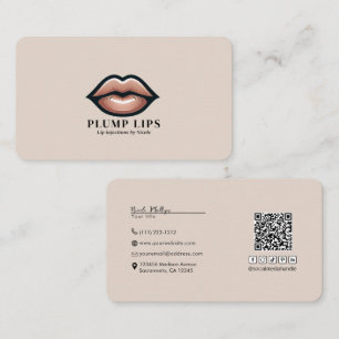 Beige Rosa Lippen Lippen Social Media Verbindung Q Visitenkarte