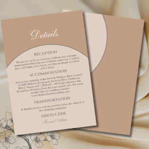 Beige rosa Modernes Japandi Hochzeitsdetails Begleitkarte