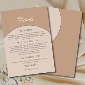 Beige rosa Modernes Japandi Hochzeitsdetails Begleitkarte
