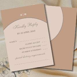 Beige rosa Monogram Japandi Wedding RSVP Card