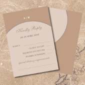 Beige rosa Monogram Japandi Wedding RSVP Card