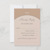 Beige rosa Monogram Japandi Wedding RSVP Card (Vorderseite)