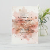 Beige Rosa Rose Gold Wasserfarbenhochzeit Einladung (Stehend Vorderseite)