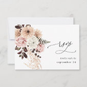 Beige & Rosa Rustikale UAWG RSVP Karte (Vorderseite)