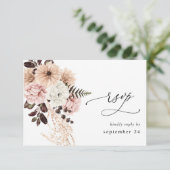 Beige & Rosa Rustikale UAWG RSVP Karte (Stehend Vorderseite)
