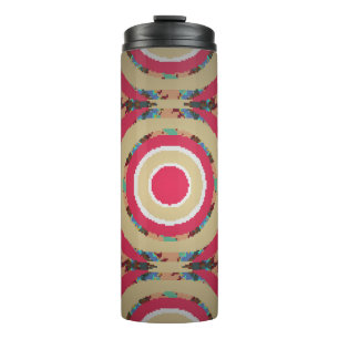 Beige, rosa und blaue Textur. Abstrakte Ornamente. Thermosbecher