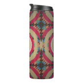 Beige, rosa und blaue Textur. Abstrakte Ornamente. Thermosbecher (Nach rechts gedreht)