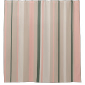Beige rosa und grüne Streifen Duschvorhang (Vorderseite)