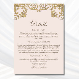 Beige Rosa Verzierter Rokoko Vintage Hochzeit Deta Begleitkarte