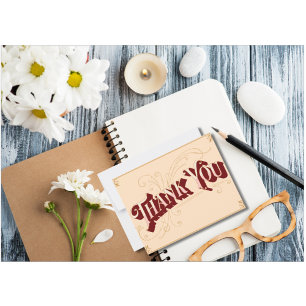 Beige rosa Vintage Kunst Minimalistisch Dankeskarte